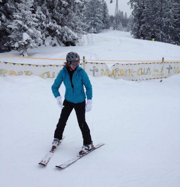 Alessandra Porto esquiando na Suíça