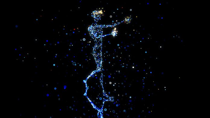 Silhueta de uma pessoa desenhada com estrelas em representação do metaverso
